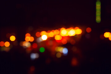 blurry color bokeh of night city