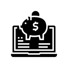 internet money box glyph icon vector. internet money box sign. isolated contour symbol black illustration