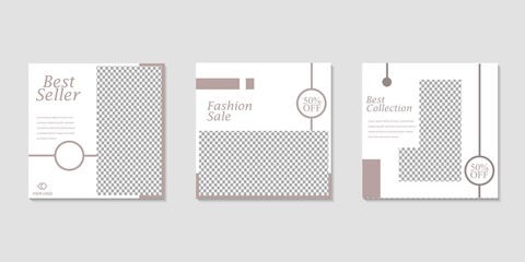 social media post template for digital marketing and sale promo. brown  white color web banner advertising. promotional offer instragram facebook mockup photo vector frame