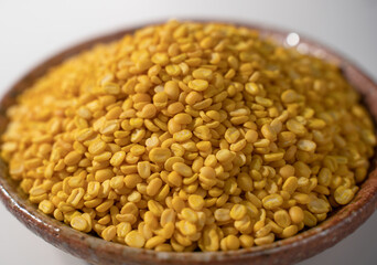 Peeled mung bean in a bowl. Close-up of peeled mung bean