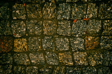 Autumn wet dirty sidewalk in the evening.