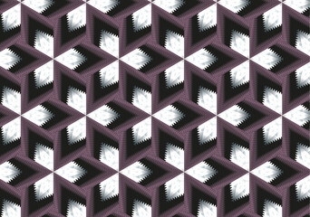 Pattern burgundy white triangles and curved cones