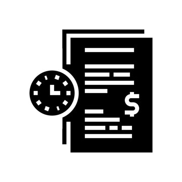 forfeit for time late agreement glyph icon vector. forfeit for time late agreement sign. isolated contour symbol black illustration