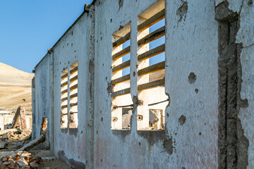 Jail destroyed by bombing on Fronton Island. Prison for terrorists and political prisoners during...
