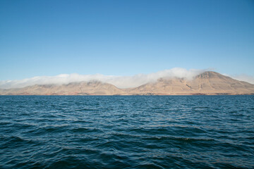 San Lorenzo Island in Lima seen from the sea. Pacific Ocean.