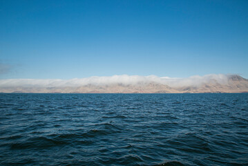 San Lorenzo Island in Lima seen from the sea. Pacific Ocean.