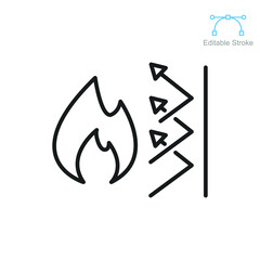 Obraz premium fireproof icon. Fireproofing support. Fire insulation, fire security system. Thermal reflective of flame burn. Editable stroke vector illustration. Design on white background. EPS 10