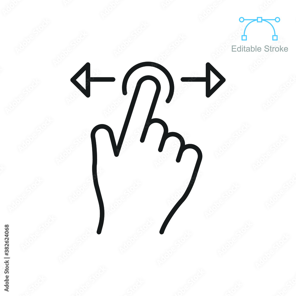 Poster hand swipe icon. horizontal scroll page symbol. pointing finger hand cursor with right and left arro
