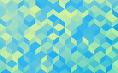Fototapeta na wymiar 背景素材：淡い黄緑と青のグラデーションの幾何学模様