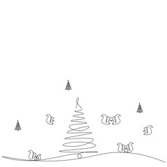 Christmas background with tree and squirrel vector illustration