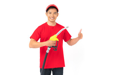 Gas Station Worker and Service on white background