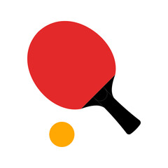 Racket and ball for playing table tennis, vector illustration in flat style