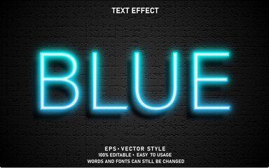 Editable Text Effect Blue Premium Vector