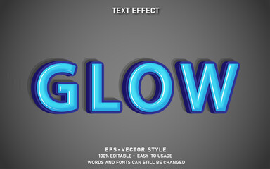 Editable Text Effect Glow Premium Vector