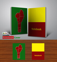 Benin Notebook Design Mockup - 3D Book Template - National Country Map and Flag - Ready to Print Magazine Cover - Vector