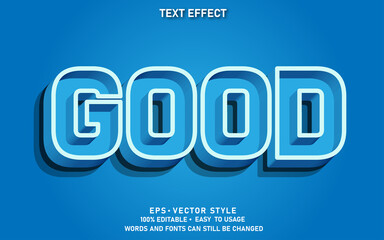 Editable Text Effect Good Blue Premium Vector