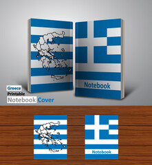 Grece Notebook Design Mockup - 3D Book Template - National Country Map and Flag - Ready to Print Magazine Cover - Vector