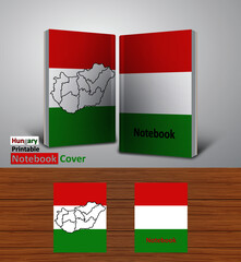 Hungary Notebook Design Mockup - 3D Book Template - National Country Map and Flag - Ready to Print Magazine Cover - Vector