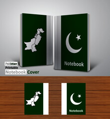 Pakistan Notebook Design Mockup - 3D Book Template - National Country Map and Flag - Ready to Print Magazine Cover - Vector