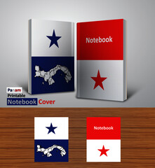 Panama Notebook Design Mockup - 3D Book Template - National Country Map and Flag - Ready to Print Magazine Cover - Vector