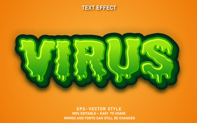 Editable Text Effect Virus Premium Vector