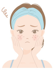 スキンケアをしている女性（肌荒れ）