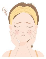 スキンケアをしている女性（肌荒れ）