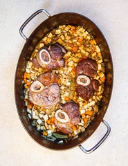 Fotobehang Osso buco in bianco veal meat © Fyle
