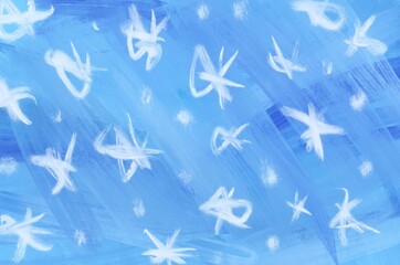 illustration in blue colors background on the theme of winter, snow, snowdrifts and winter holidays for postcards, screensavers and product design