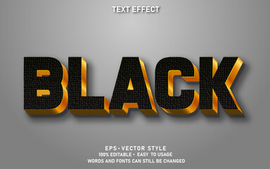 Editable Text Effect Black Gold Premium Vector