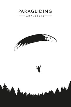 paragliding adventure on forest background vector illustration EPS10