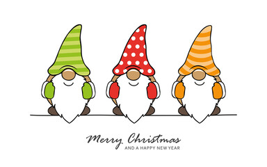 christmas greeting card with cute christmas dwarf vector illustration EPS10