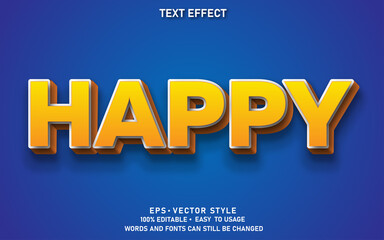 Editable Text Effect Happy Premium Vector