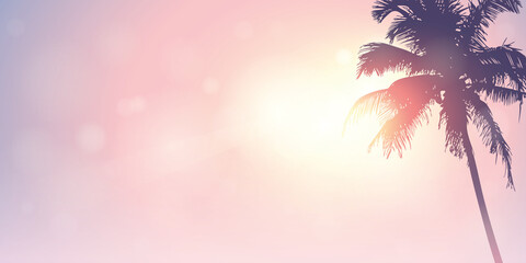 Plakat palm trees silhouette on a sunny day summer holiday design vector illustration EPS10