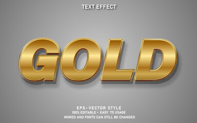 Editable Text Effect Simple Gold Premium Vector