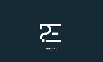 Alphabet letter icon logo PE