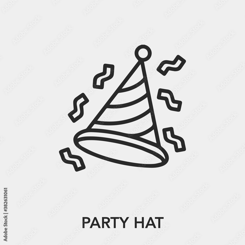 Poster party hat icon vector. linear style sign for mobile concept and web design. party hat symbol illustr