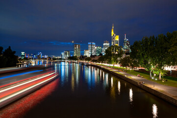 Obraz premium Frankfurt am Main, Hessen, Germany, Europe, the skyline of the city with the Banks district skyscrapers