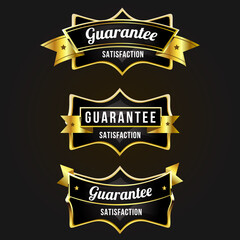 Luxury golden guarantee warranty badge and labels set design 