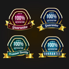 Luxury golden guarantee warranty badge and labels set design 