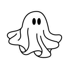 Cute Ghost Tattoo Icon Line Art Coloring Page