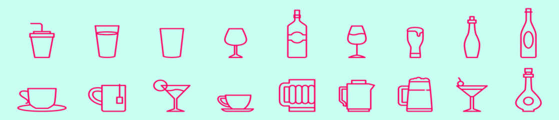 set of wine glass and bottle cartoon icon design template with various models. vector illustration isolated on blue background