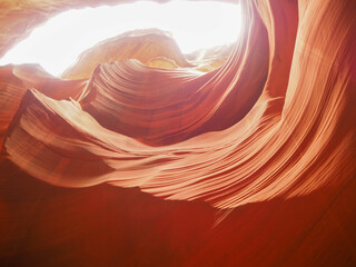 view of twisting sandstone walls in famous Antelope Canyon, American Southwest, Arizona, USA