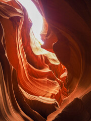 view of twisting sandstone walls in famous Antelope Canyon, American Southwest, Arizona, USA
