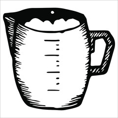 Milk pitcher. Single doodle vector illustration. Hand drawn.