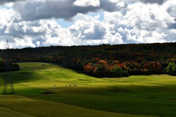 
A farm in autumn in the Appalachians, Quebec