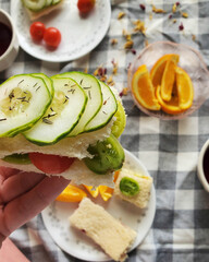 Cucumber and Tomato Tea Sandwiches 