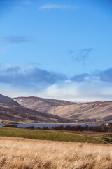 Naklejka premium Loch Freuchie and hills in Perthshire, Scotland