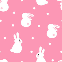 Cute Rabbit Polka Dot Seamless Pattern