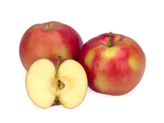 Naklejka na ściany i meble Two apples and a half isolated on white background